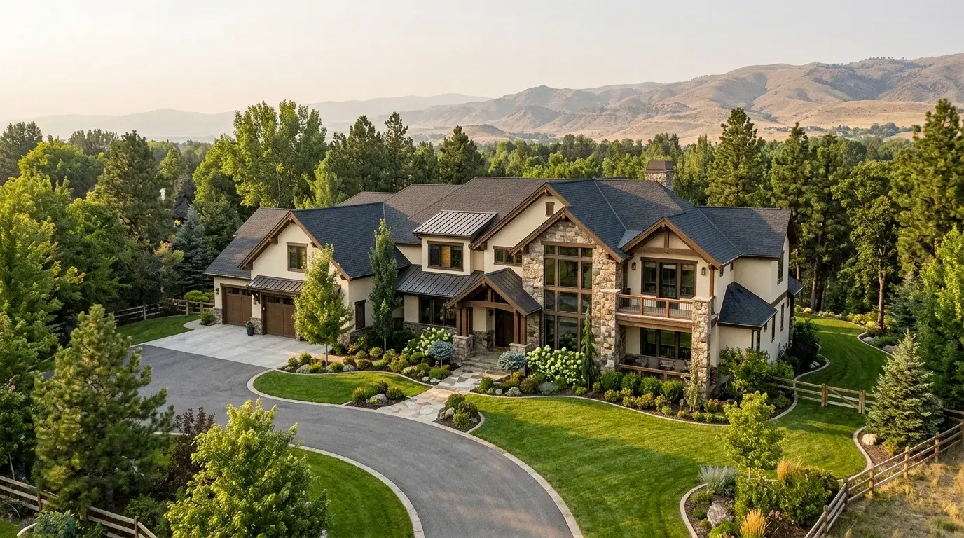 Residential street in Eagle, Idaho where Boise Gutter Guards installs and services seamless aluminum gutters