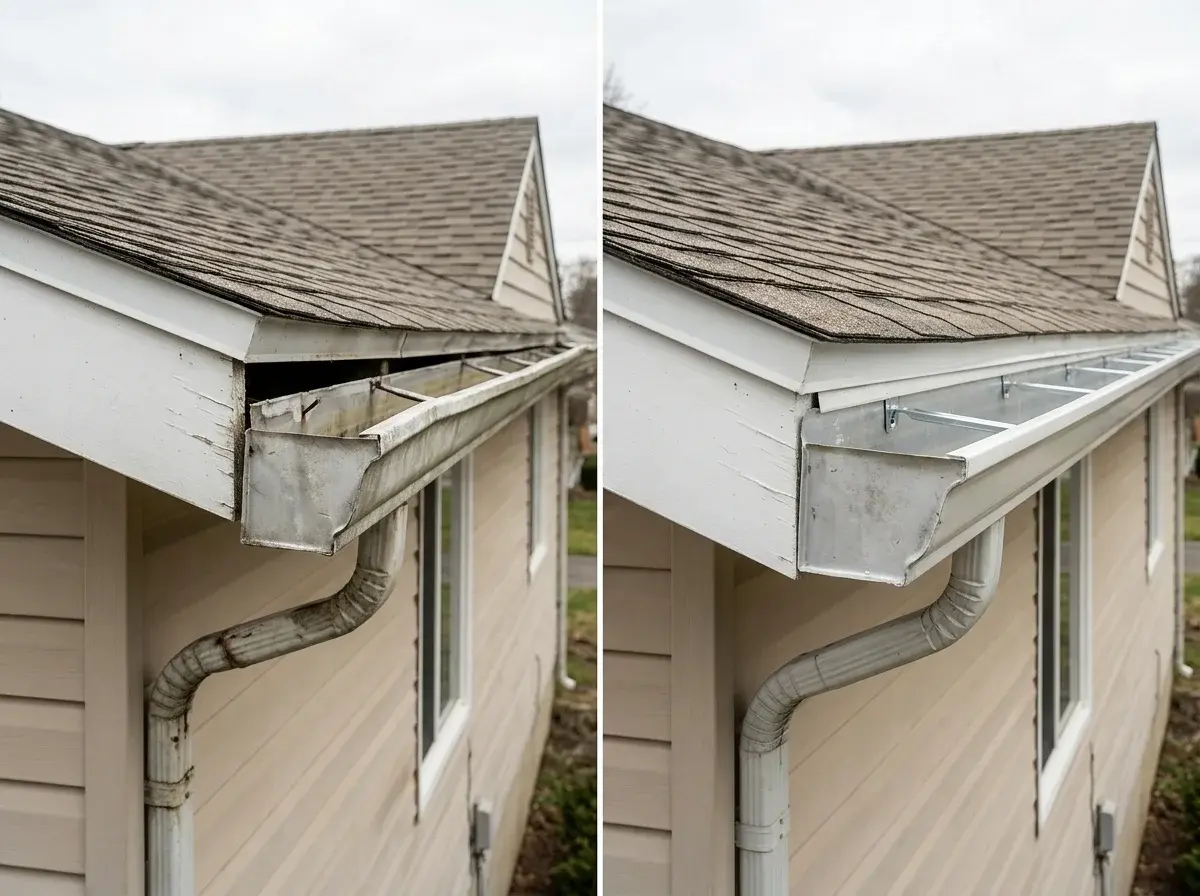Re-pitched and resealed gutter run on a Treasure Valley home