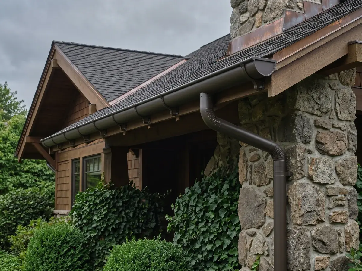 Half-Round Gutter Installation in the Treasure Valley — Boise Gutter Guards crew working on a residential home